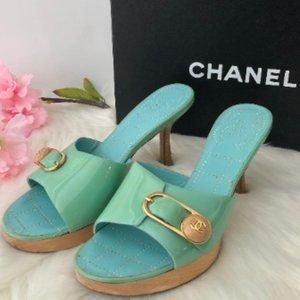 Auth Chanel Stilettos heeled leather sandals
